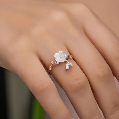 Rose Gold Sterling Silver Floral Ring For Women