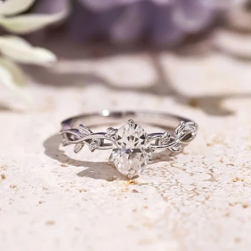Enchanted Willow Vine Ring – 925 Sterling Silver Oval Moissanite Engagement Ring