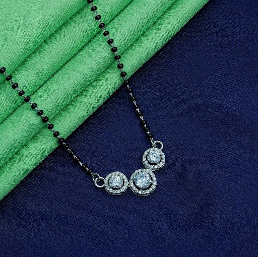 925 Sterling Silver Trio Halo Mangalsutra