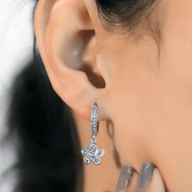 Blossom Dainty Floral Drop Huggie Earrings