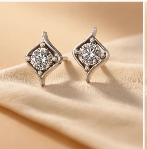 Elixir Geometric Swirl Round-Cut Solitaire Stud Earrings