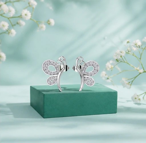 Mariposa Glint Pave Butterfly Stud Earrings