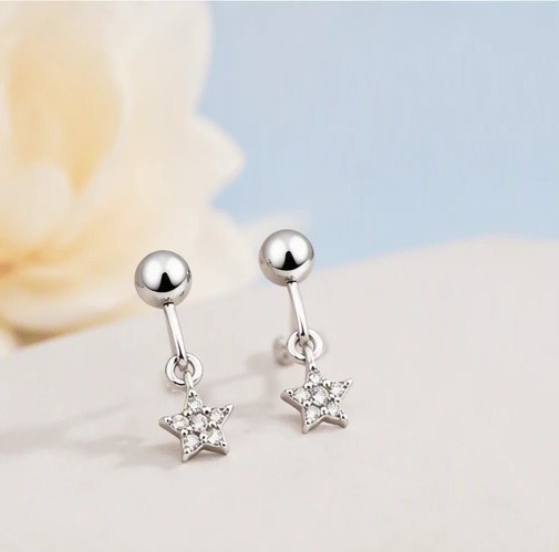 StellaGlow 925 Sterling Silver Minimalist Celestial Star Drop Earrings