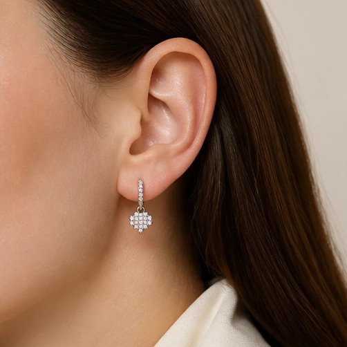 Celeste Petite Pavé Crystal Cross Charm Huggie Hoop Earrings