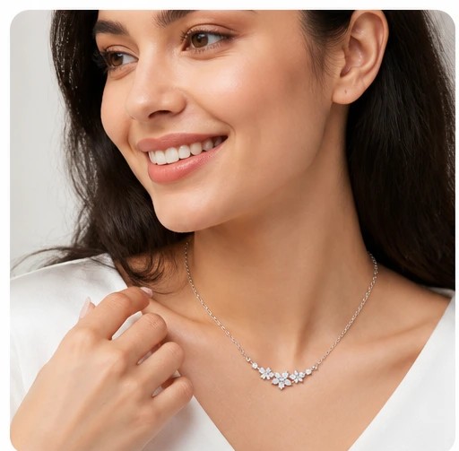 Aura Floral Triple Cluster Zirconia Pendant