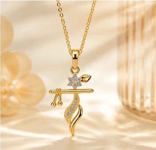 Keshav Divine Bansuri & Mor Pankh Diamond Pendant 