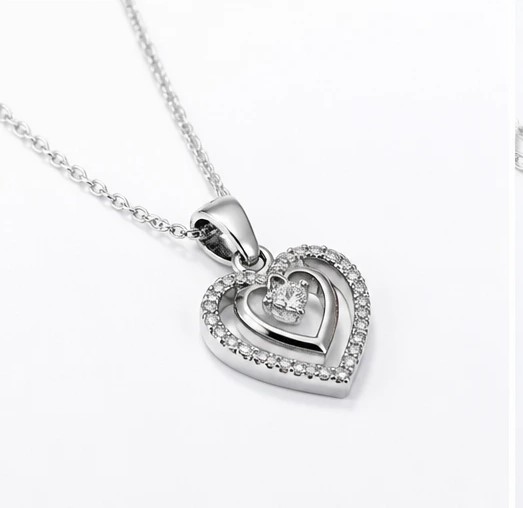 Sterling Silver Double Heart Pendant