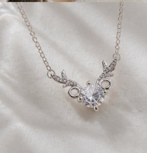 Aura Whimsical Deer Antler Solitaire Pendant