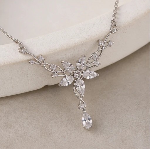 Spring Serenade Floral Tendril Y-Shaped Pendant