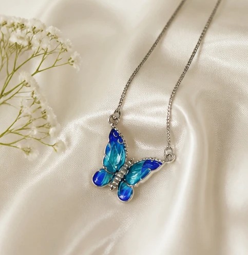 Iris Petite Crystal and Cobalt Blue Butterfly Pendant