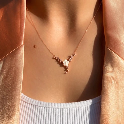 Freya Mother-of-Pearl Cherry Blossom Rose Gold Pendant