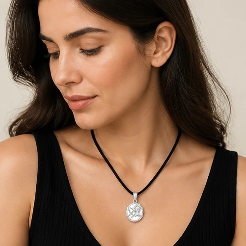 Sacred Sparkle: Silver Shree Devotional Silver92.5% Pendant 