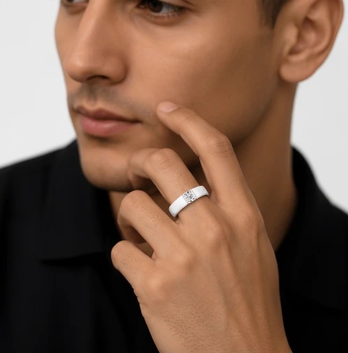 Ares Royal Single-Stone Adjustable Silver Ring for Men