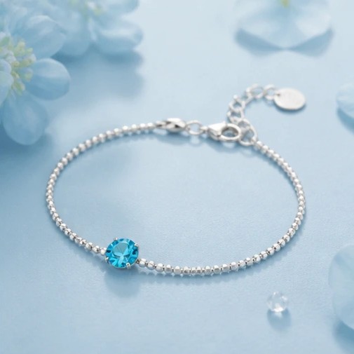 Celestial Round Cut Turquoise Blue Charm Bracelet