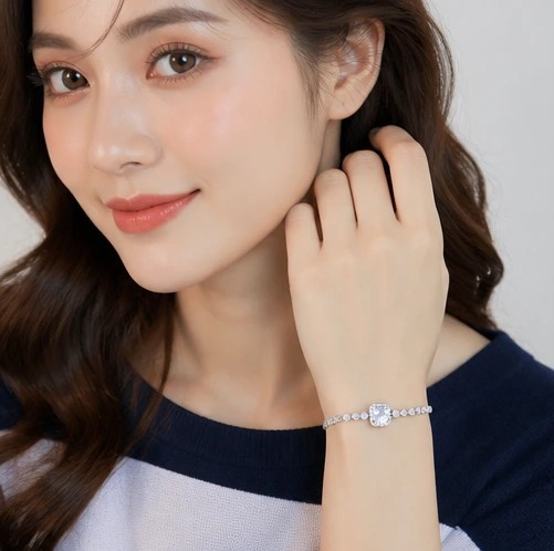 Empress Radiant Cushion-Cut Halo Tennis Bracelet