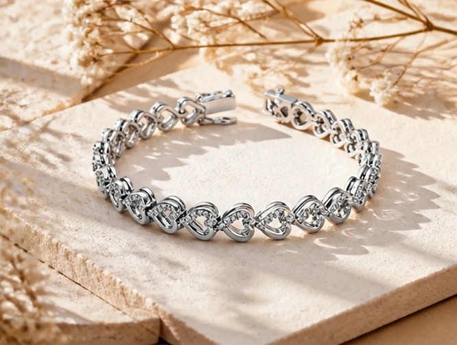 Aura Endless Devotion Linked Heart Tennis Bracelet