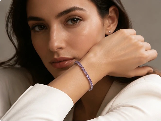 Blush Radiance Emerald-Cut Pink Tennis Bracelet