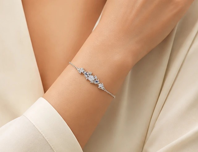 Celeste Vintage Sapphire-Blue Accent Crystal Station Bracelet
