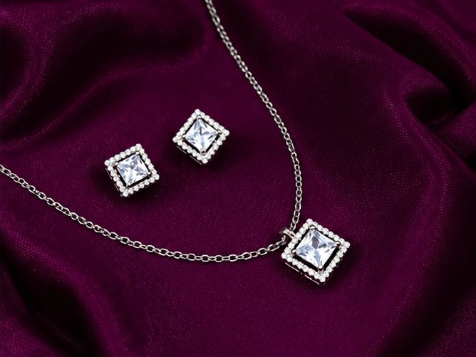 925 Sterling Silver Square Huggie Hoop Earrings with Pave Zirconia