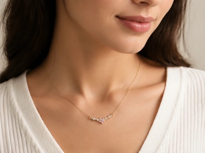 Blossom & Starburst Gold Curved Silver92.5% Necklace