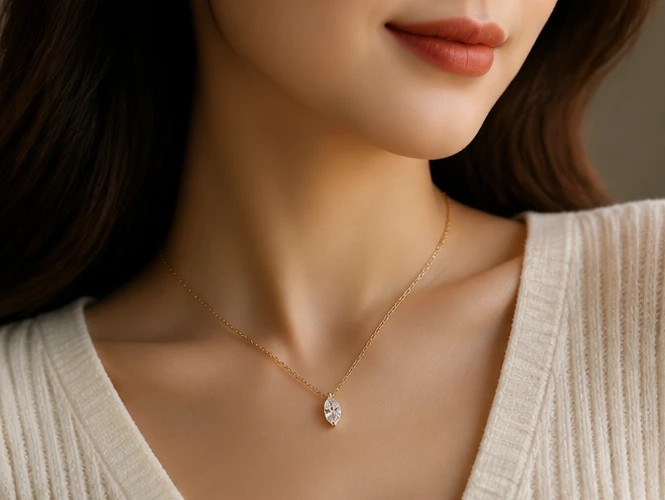 Lumina Petal: Marquise Cut Diamond Necklace