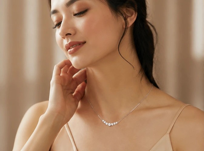 Luminous Gradient CZ Chevron Silver92.5% Necklace