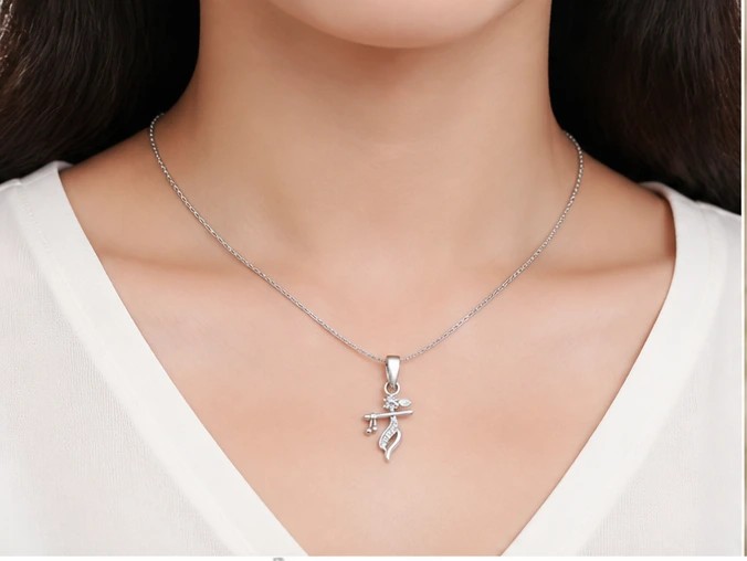Divine Krishna Flute & Peacock Feather Pendant in 925 Sterling Silver
