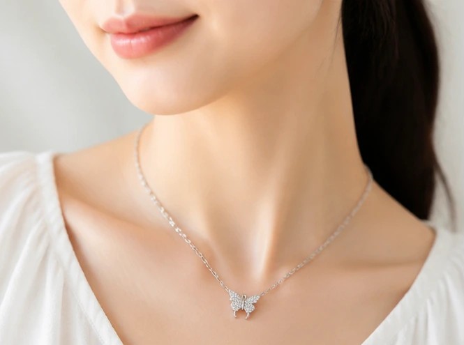 The "Stardust Wings" Pavé Butterfly Pendant in 925 Sterling Silver