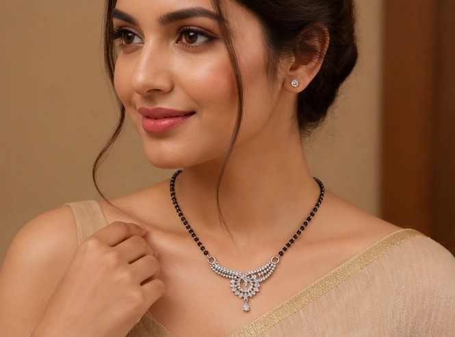 Ornate Peacock Arch Silver Mangalsutra