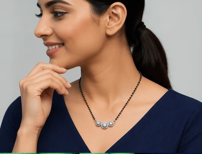 925 Sterling Silver Trio Halo Mangalsutra