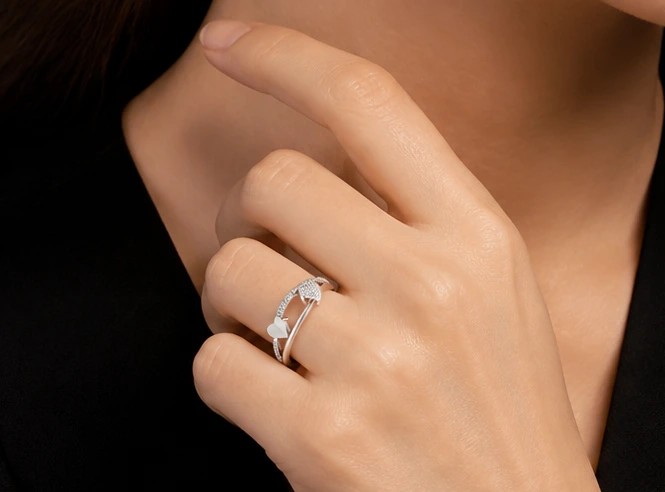 Lyra Asymmetric Heart Silhouette Adjustable Statement Ring