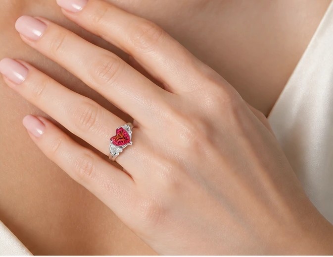 RubyHeart Silver Red Solitaire Engagement Ring