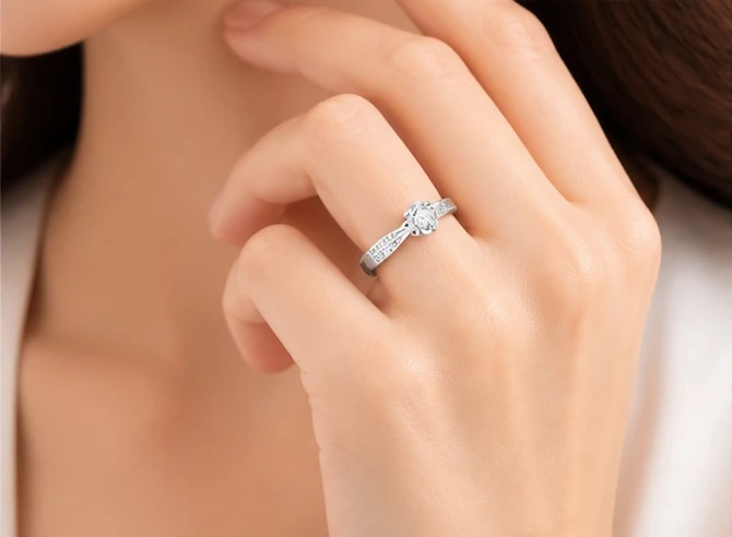 MartiniLuxe 925 Sterling Silver Lotus Crown Adjustable Solitaire Ring