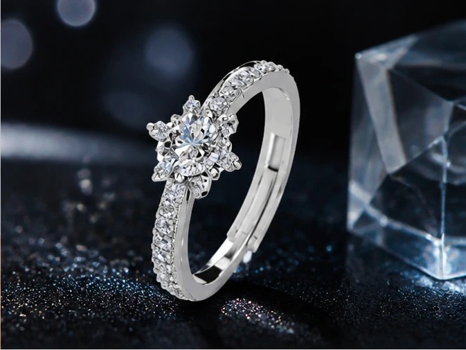 Celeste Royal Floral Halo Adjustable Solitaire Ring