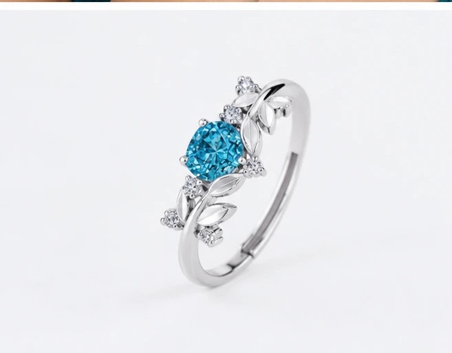 Seraphina Blue Topaz Heart Vine Adjustable Ring