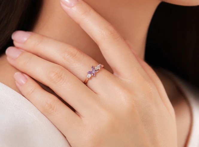 Mariposa Amethyst Butterfly Sterling Silver Ring