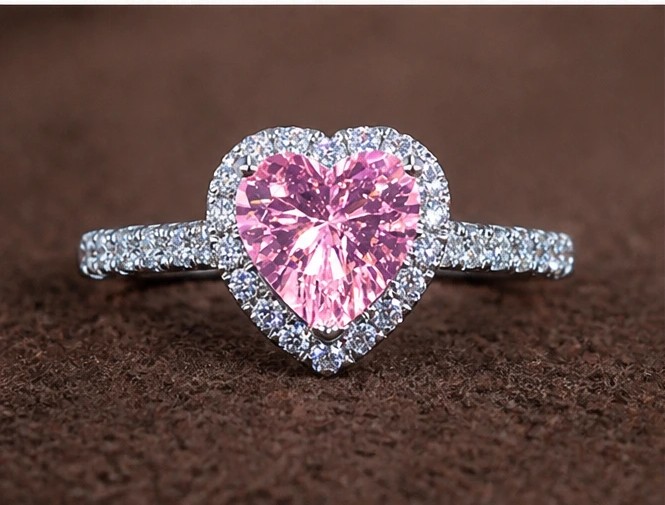 Heart-Shaped Moissanite Solitaire Ring in 925 Sterling Silver
